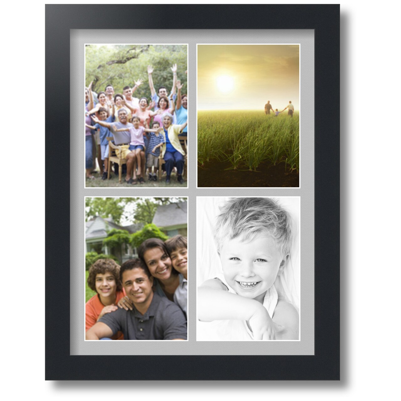ArtToFrames Collage Photo Picture Frame with 4 - 5x7 inch Openings, Framed in Black with Over 62 Mat Color Options and Regular Glass (CSM-3926-2153)